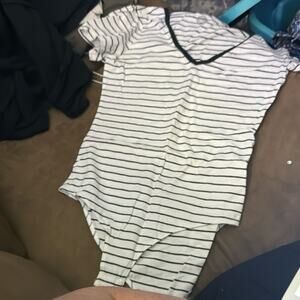 SO Black and White Striped Bodysuit